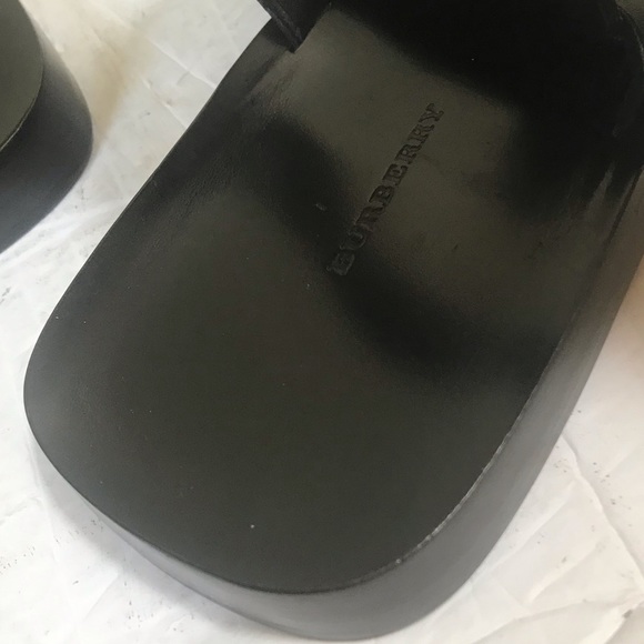 Burberry NEW Leather Strap Buckle Minimalist  Sandals Flats Shoes Unisex Black - Picture 9 of 16